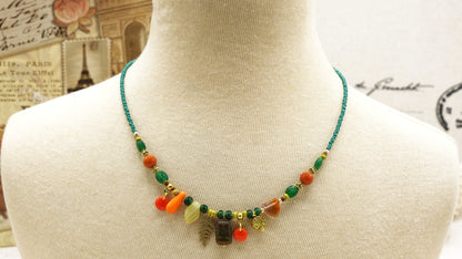 Boho Beaded Leaf Necklace