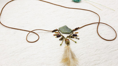 Boho Long Variscite Stone Necklace