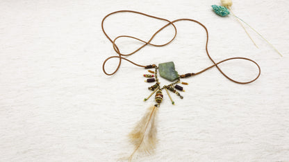 Boho Long Variscite Stone Necklace