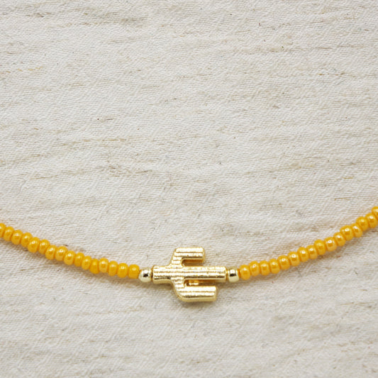 Boho Beaded Dainty Cactus Necklace
