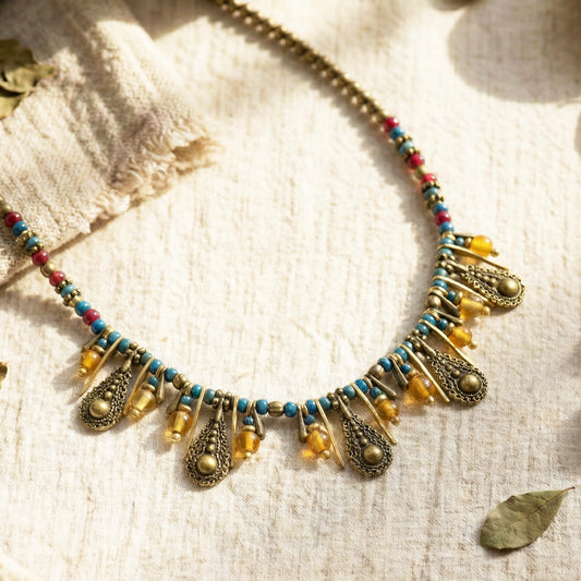 Boho Beaded Charm Necklace