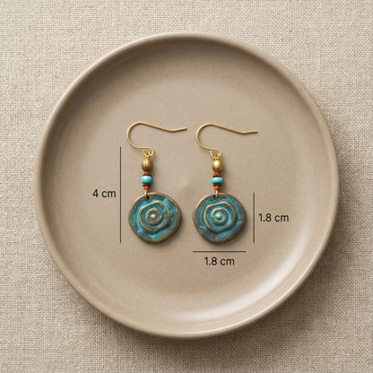 Turquoise Patina Boho Earrings - Verna Artisan Works