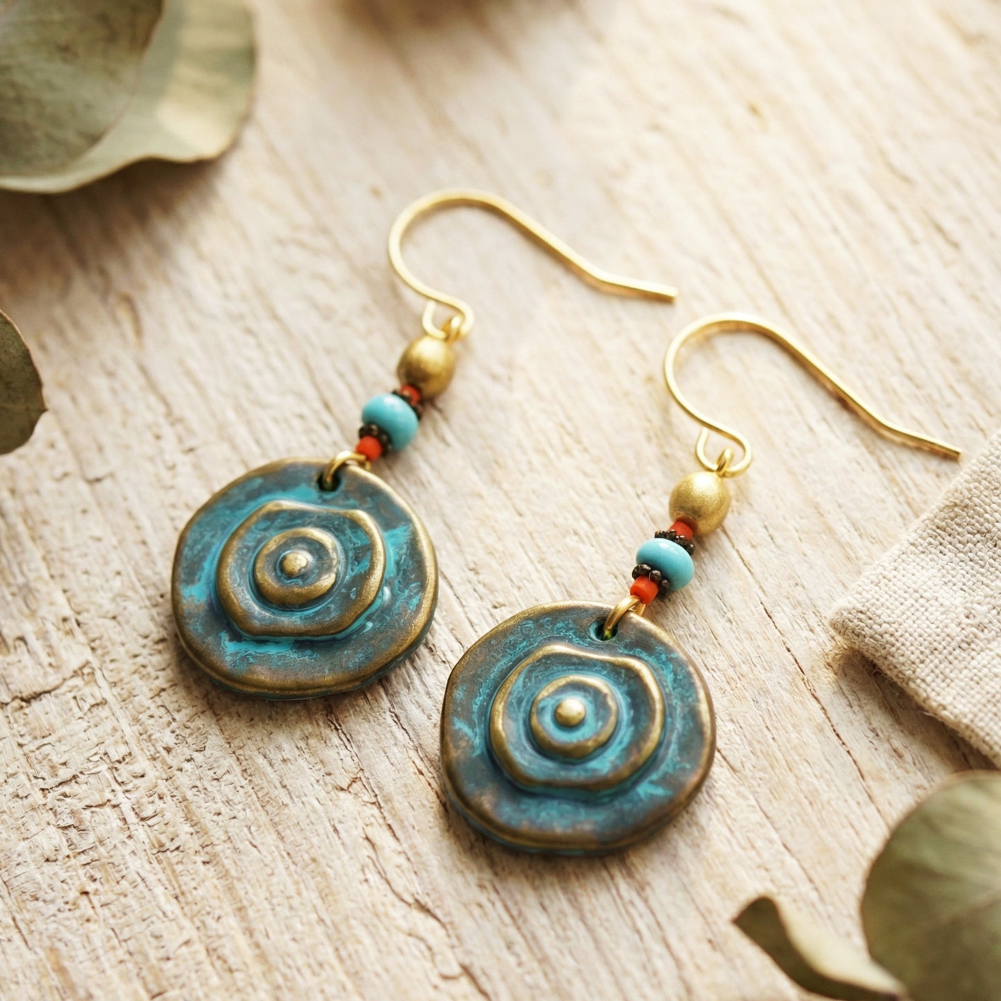 Turquoise Patina Boho Earrings - Verna Artisan Works