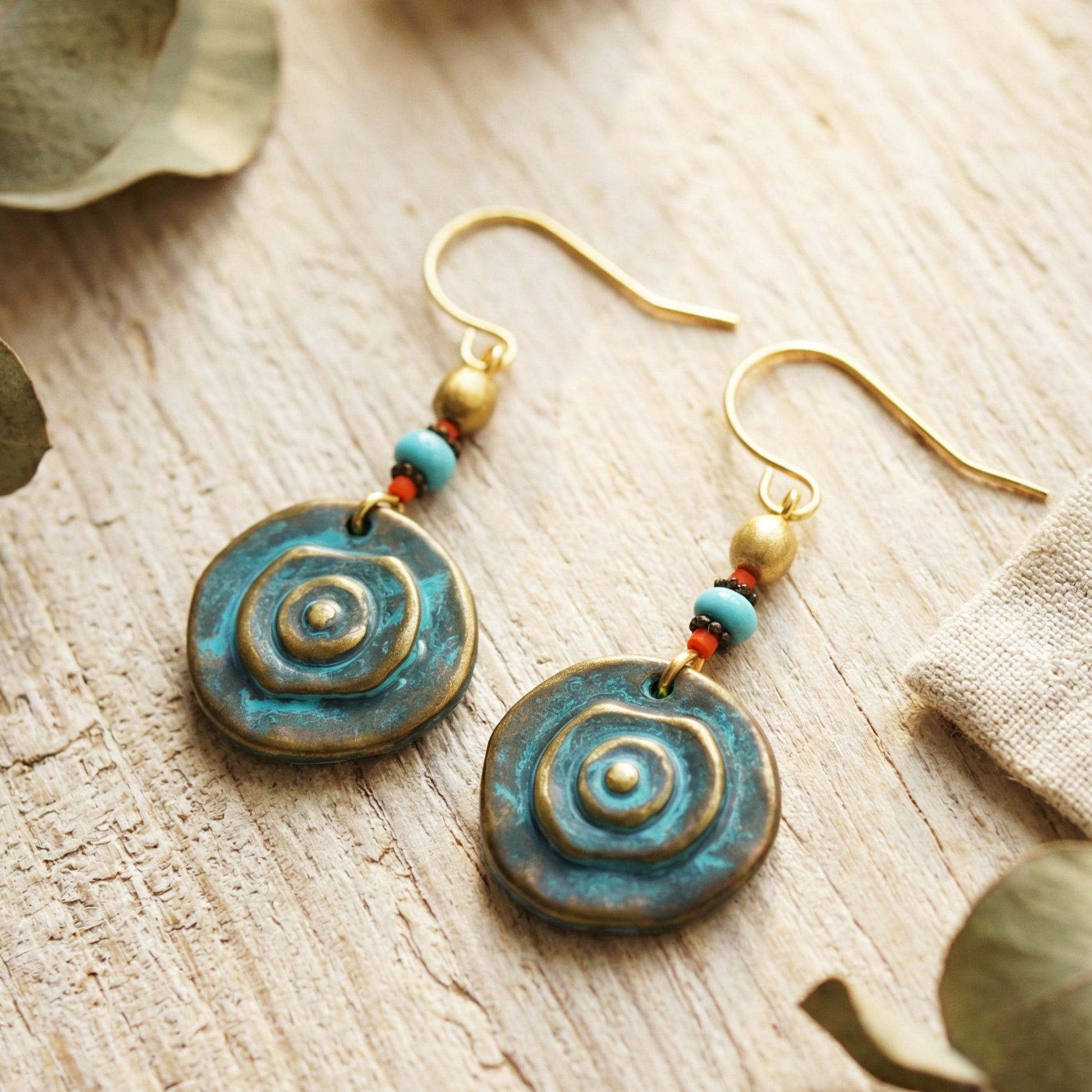Turquoise Patina Boho Earrings - Verna Artisan Works