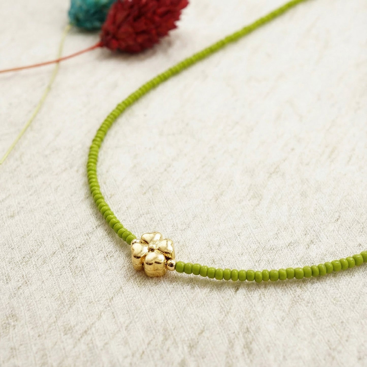 Boho Beaded Flower Necklace