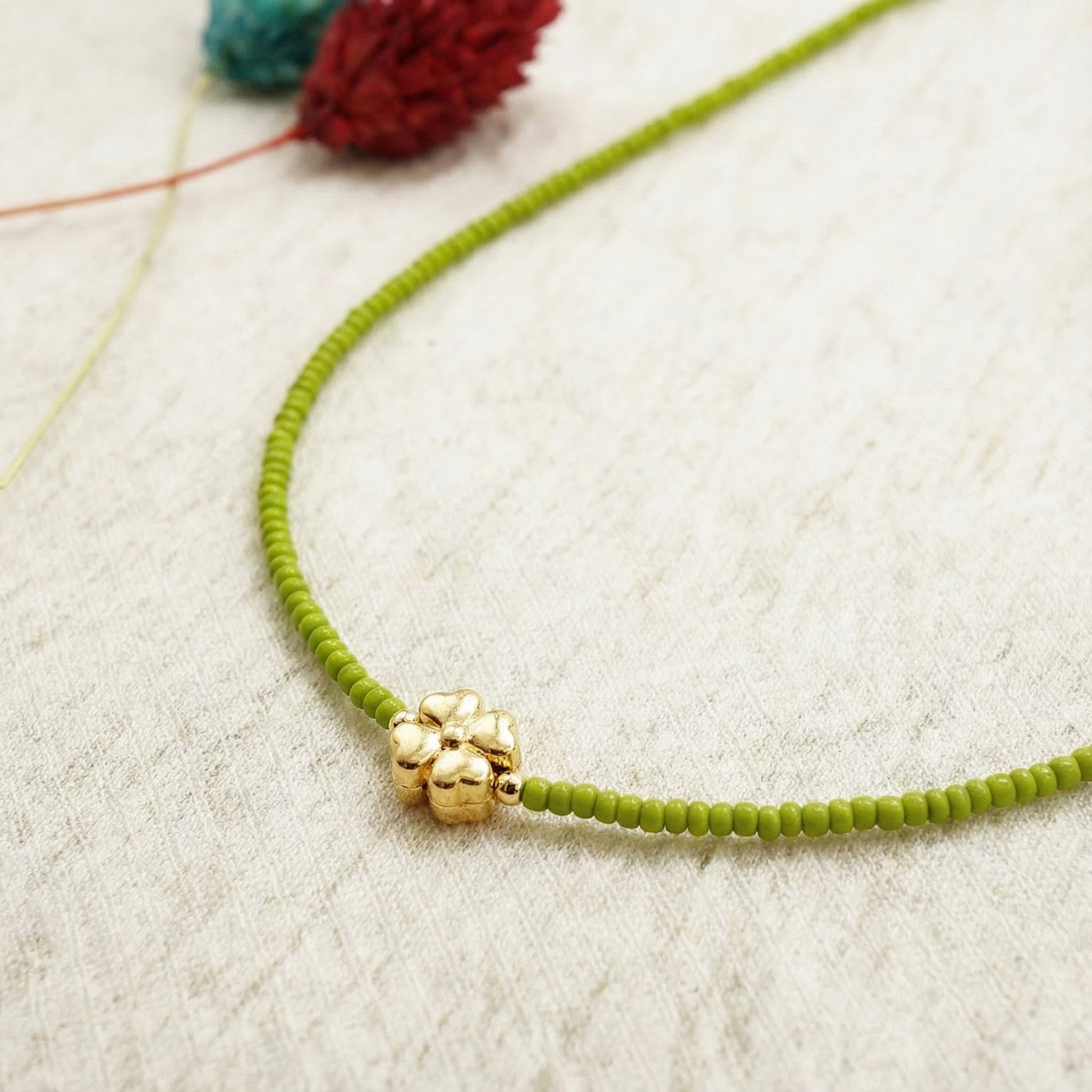 Boho Beaded Flower Necklace