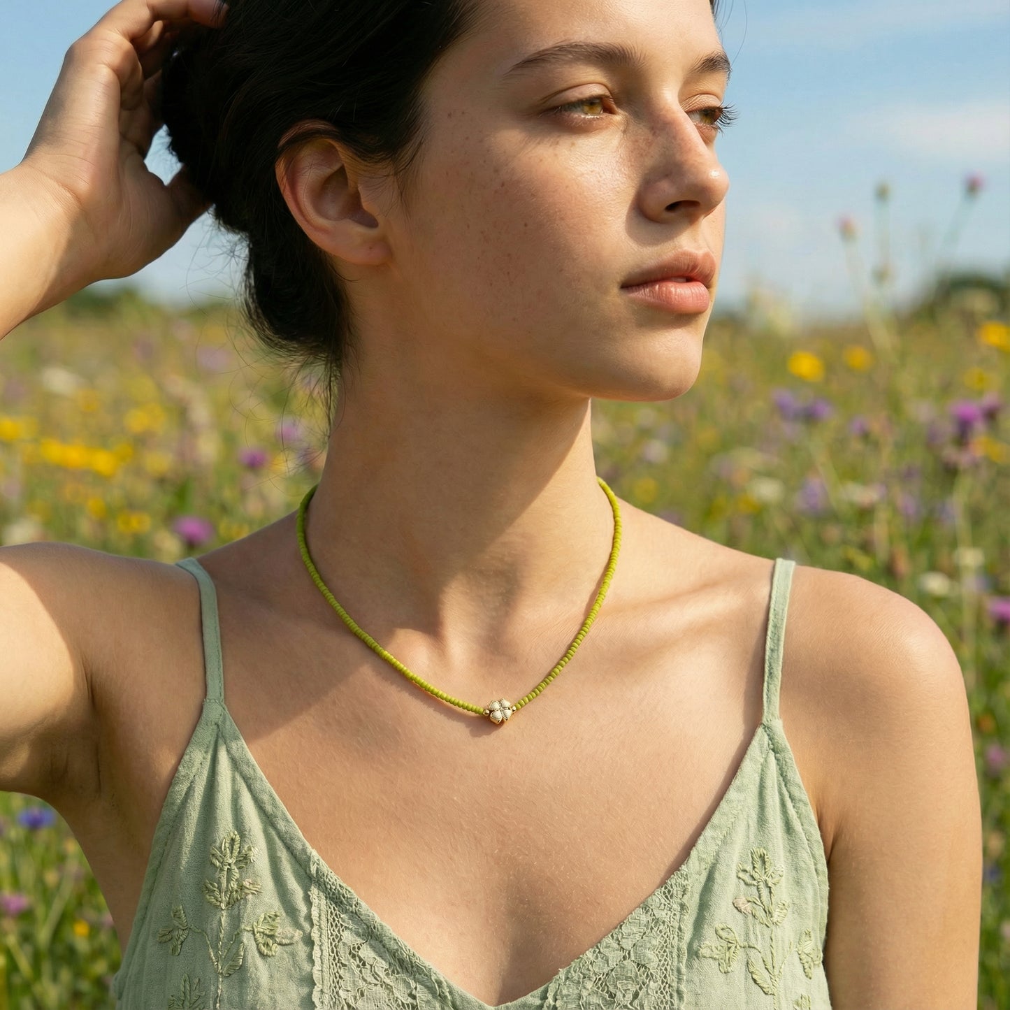 Boho Beaded Flower Necklace
