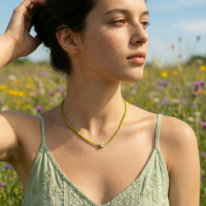 Boho Beaded Flower Necklace