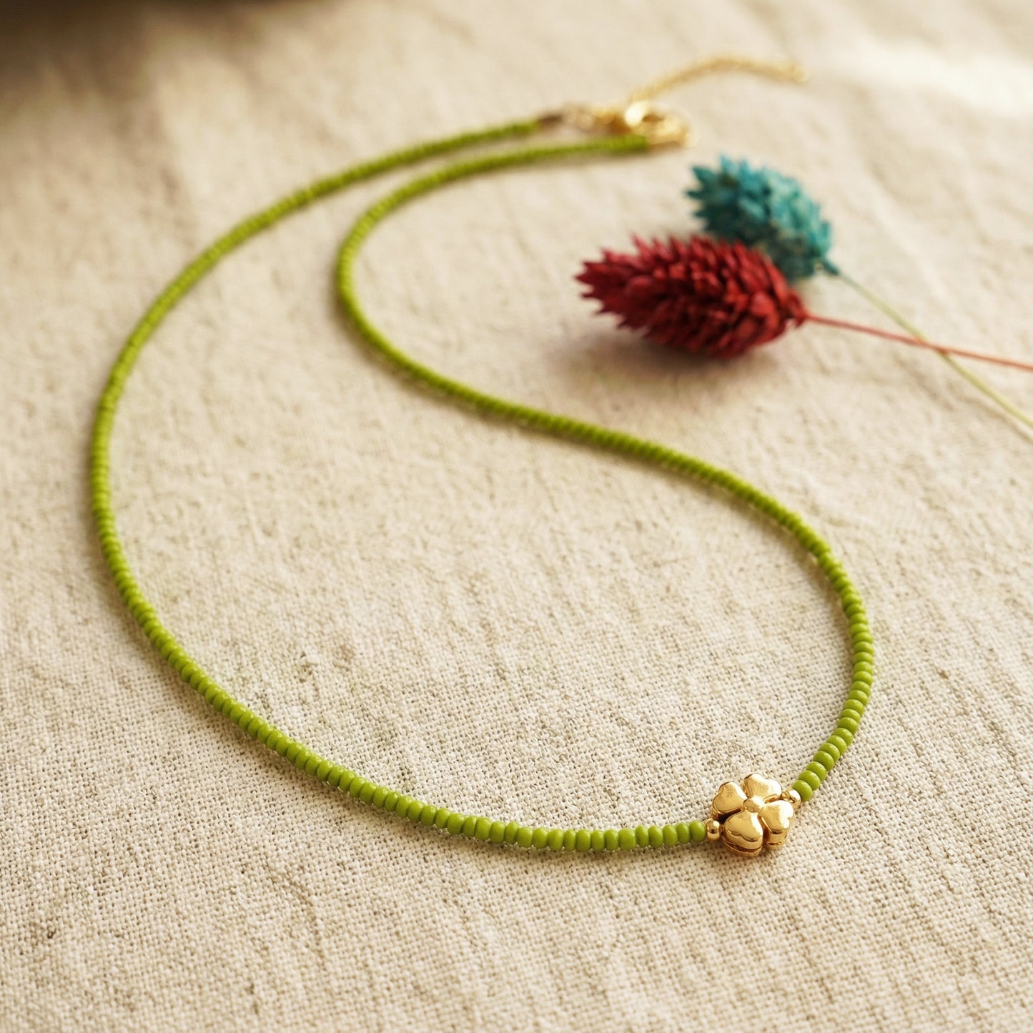 Boho Beaded Flower Necklace