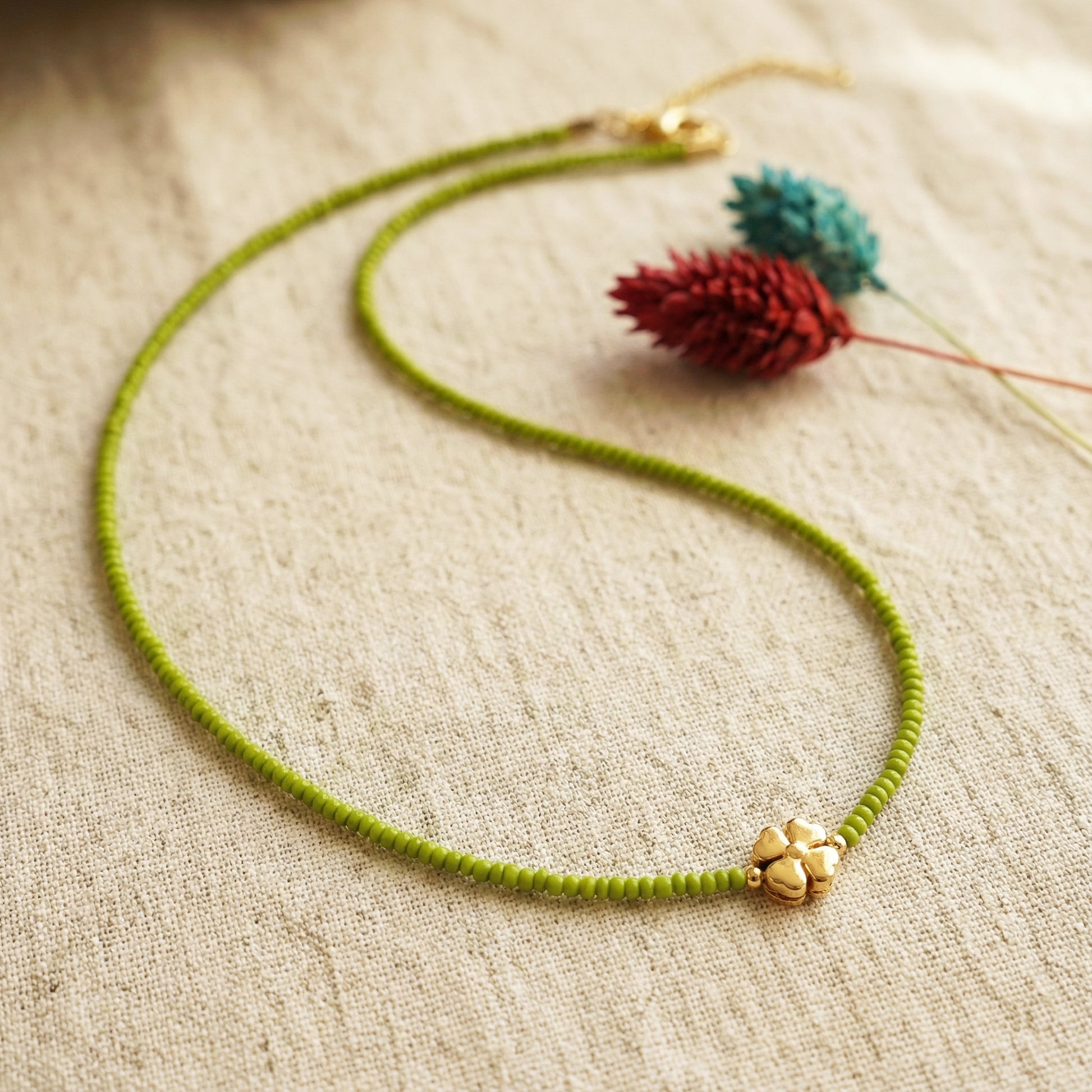 Boho Beaded Flower Necklace