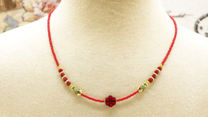 Boho Beaded Flower Necklace