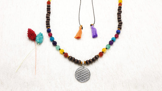 Long Beaded "Flower of Life" Necklace