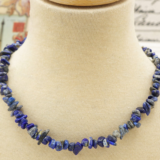 Crystal Chip Beaded Lapis Lazuli Necklaces