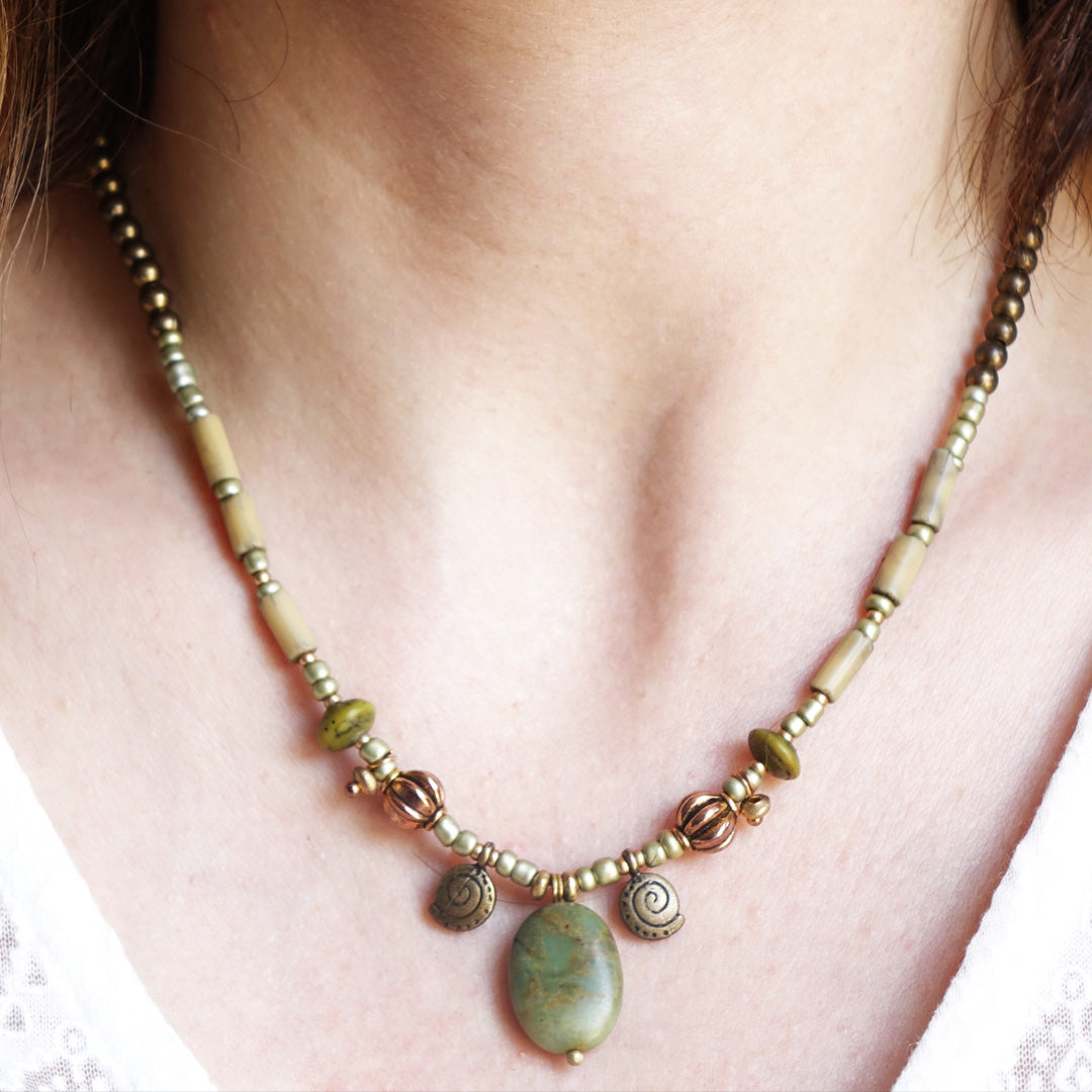 Variscite Stone Beaded Necklace