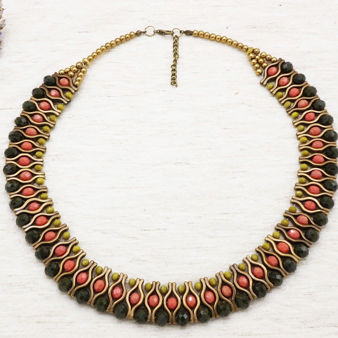 Beaded Ethnic Bib Necklace