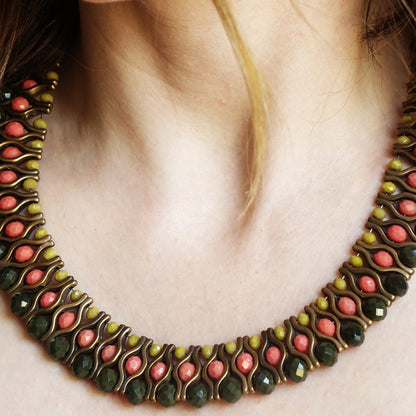 Beaded Ethnic Bib Necklace