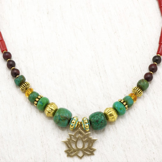 Lotus Flower Boho Beaded Necklace