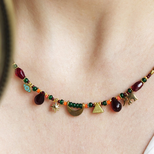 Dainty Beaded Necklace – A Symphony of Charms