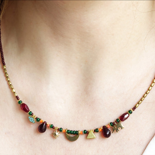 Dainty Beaded Necklace – A Symphony of Charms