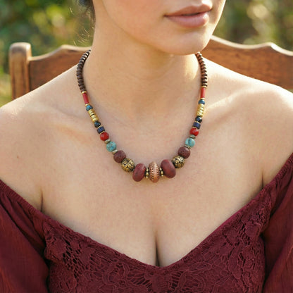 Burgundy Beaded Necklace