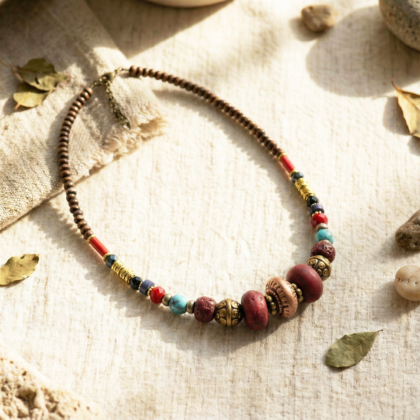 Burgundy Beaded Necklace