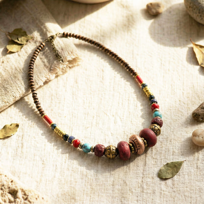 Burgundy Beaded Necklace
