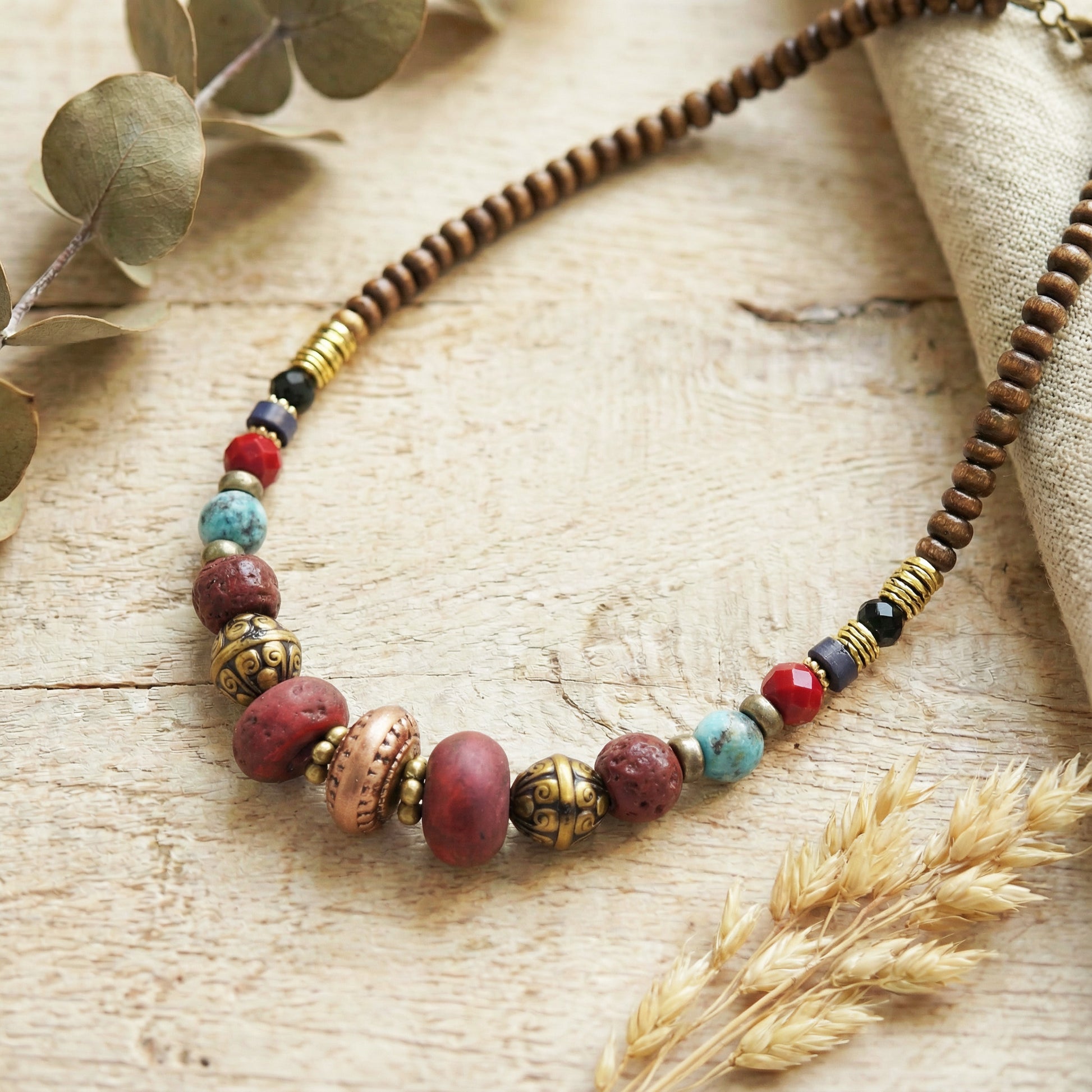 Burgundy Beaded Necklace