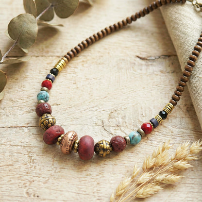 Burgundy Beaded Necklace