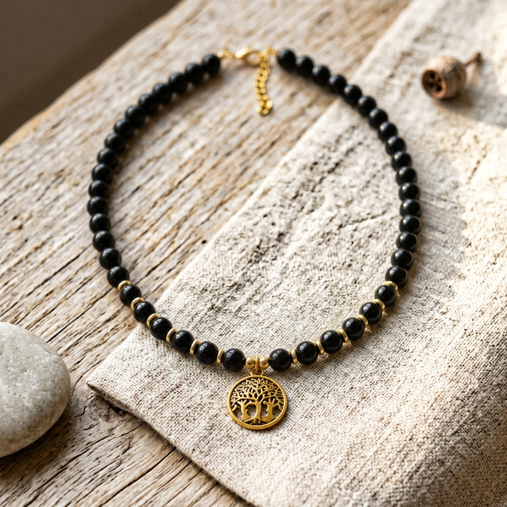 Beaded Black Jade Necklace - Verna Artisan Works