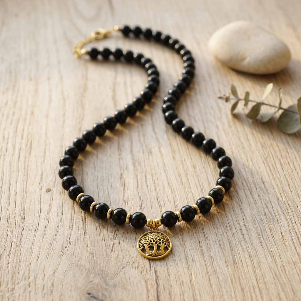 Beaded Black Jade Necklace - Verna Artisan Works