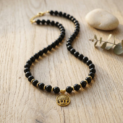 Beaded Black Jade Necklace - Verna Artisan Works