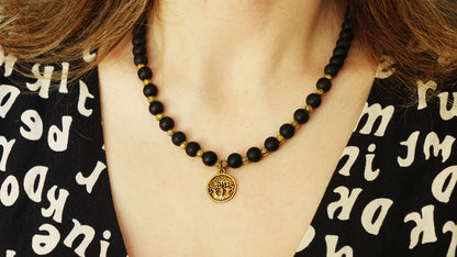 Beaded Black Jade Necklace