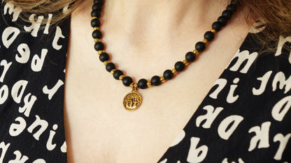 Beaded Black Jade Necklace