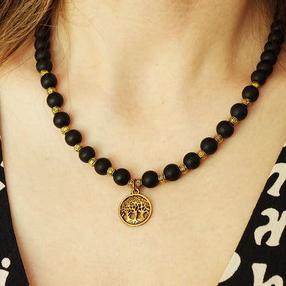 Beaded Black Jade Necklace