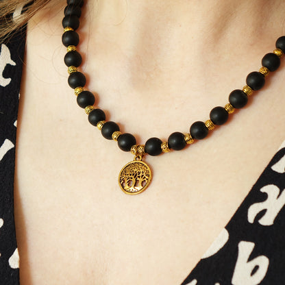 Beaded Black Jade Necklace