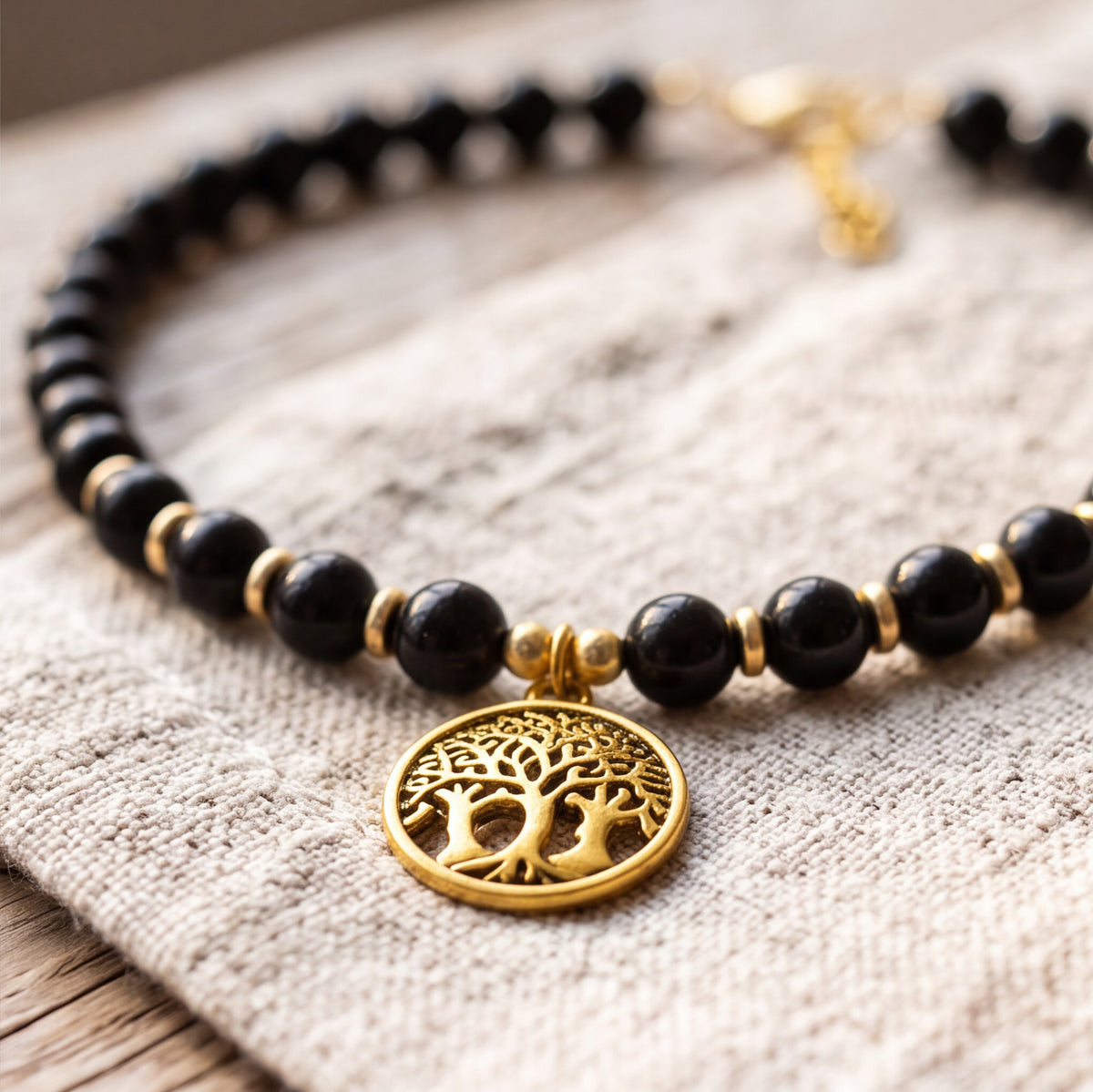 Beaded Black Jade Necklace