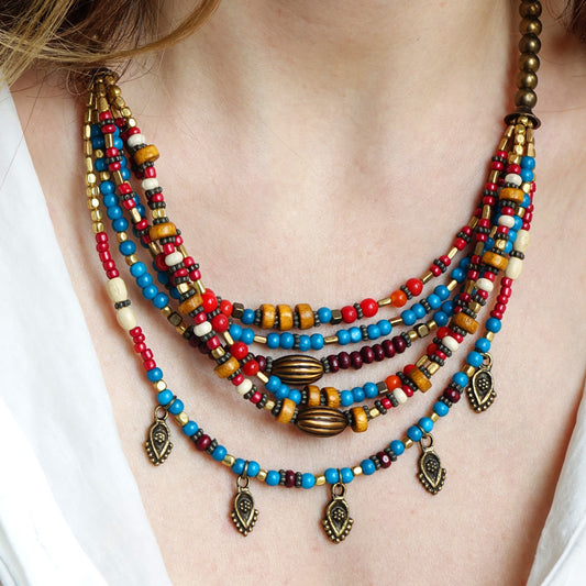 Boho Beaded Layered Necklace