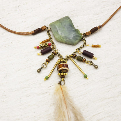 Boho Long Variscite Stone Necklace
