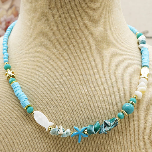 Boho Beaded Ocean Necklace