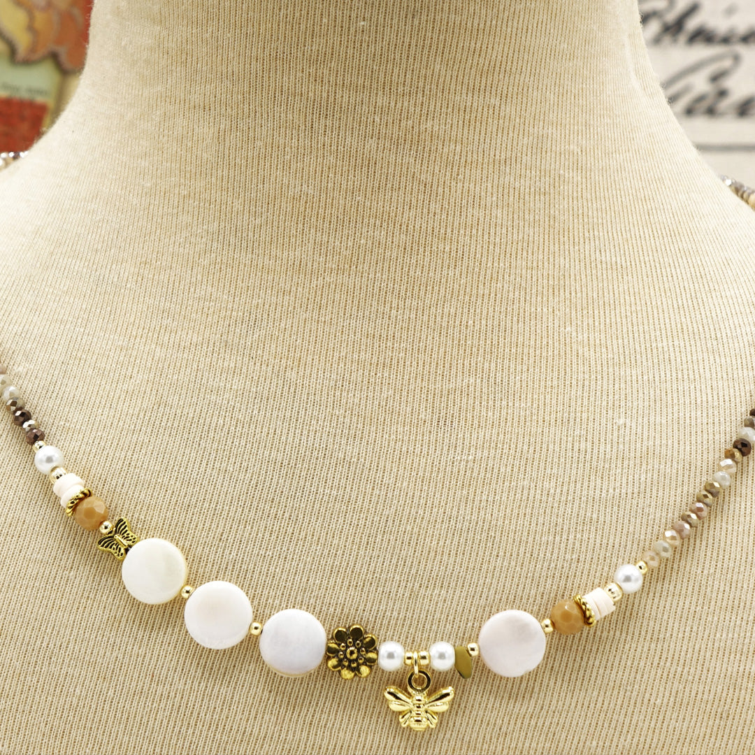 Beaded Mother of Pearl Necklace