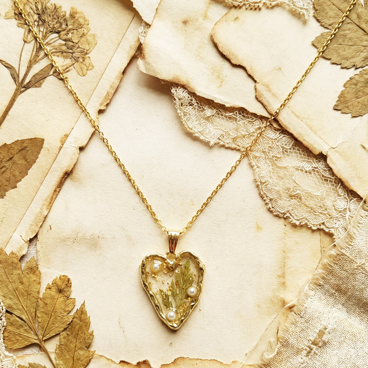 Real Pressed Leaf Resin Necklace