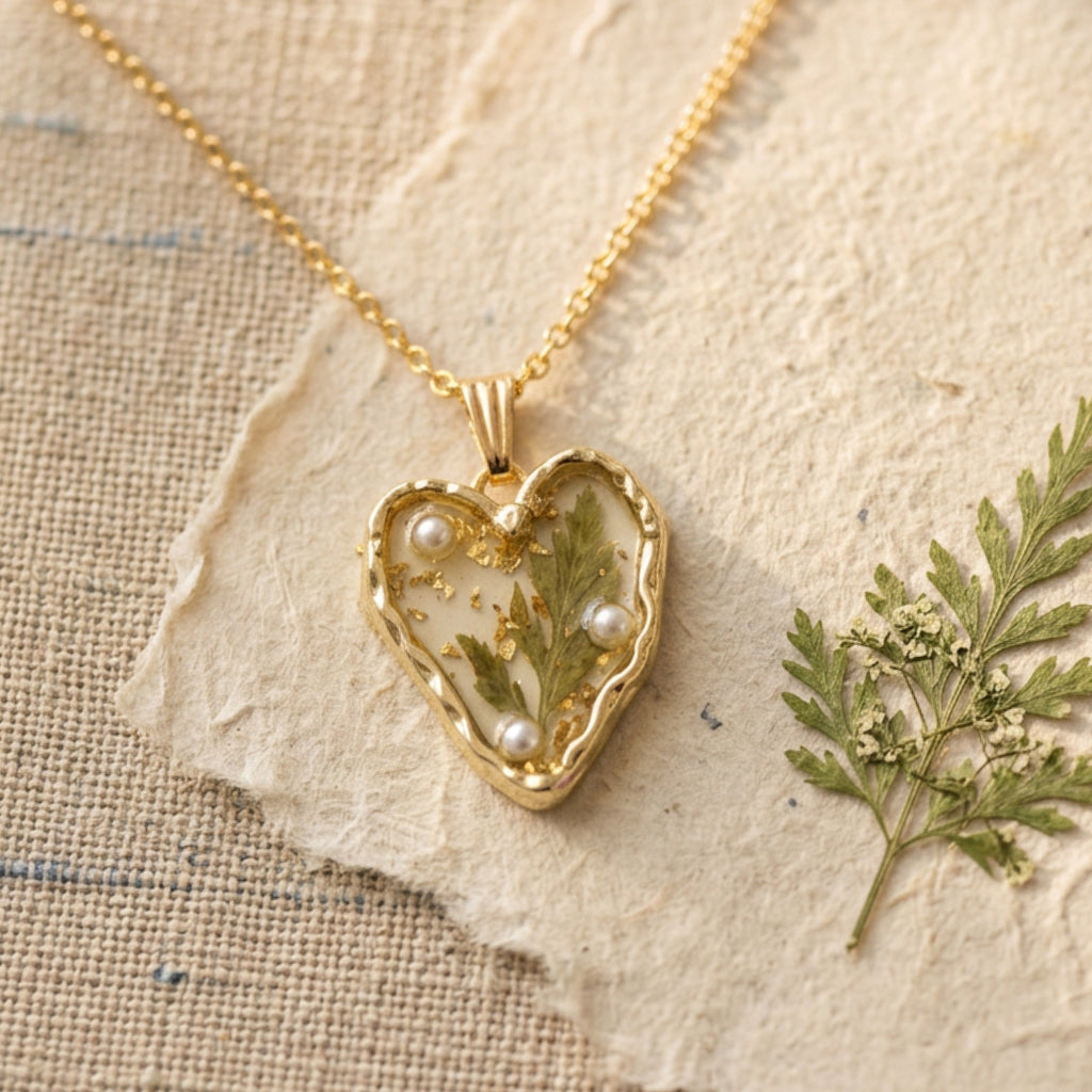 Real Pressed Leaf Resin Necklace