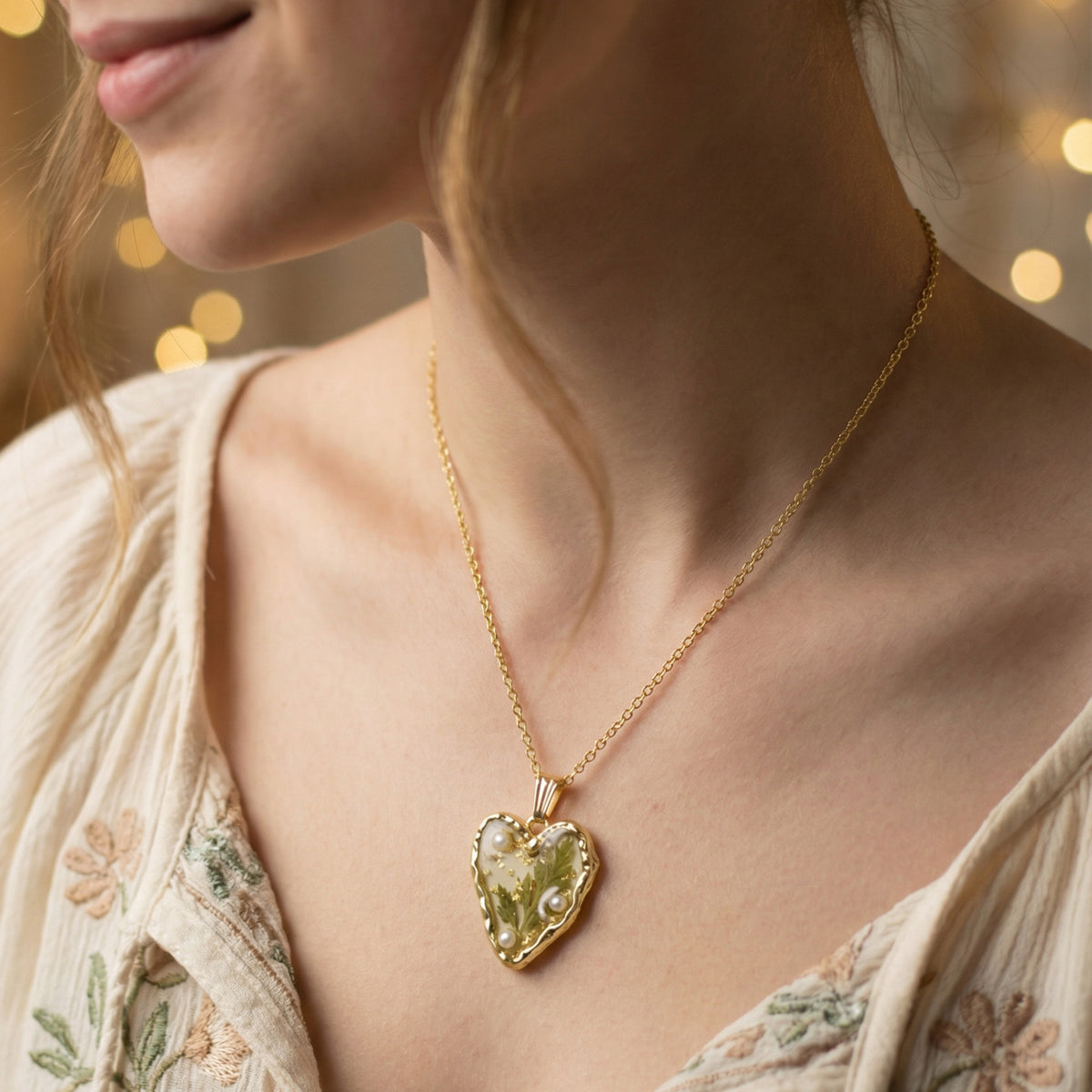 Real Pressed Leaf Resin Necklace