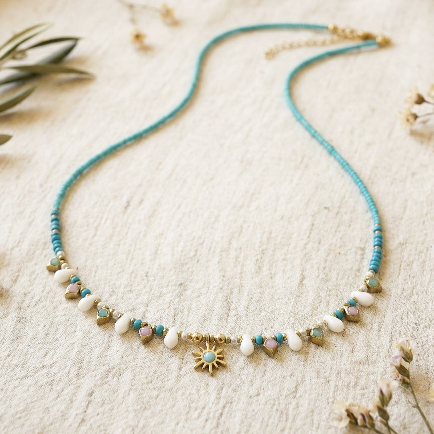 Boho Turquoise Beaded Necklace