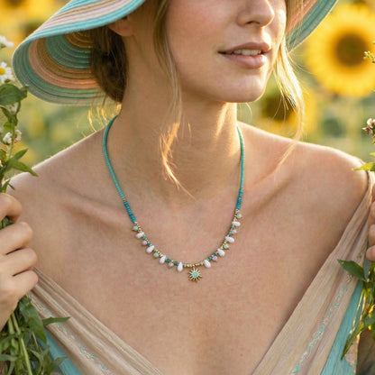 Boho Turquoise Beaded Necklace