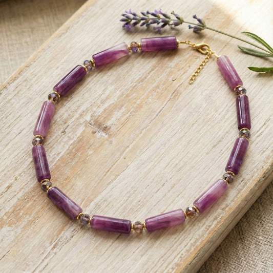 Purple Beaded Statement Necklace