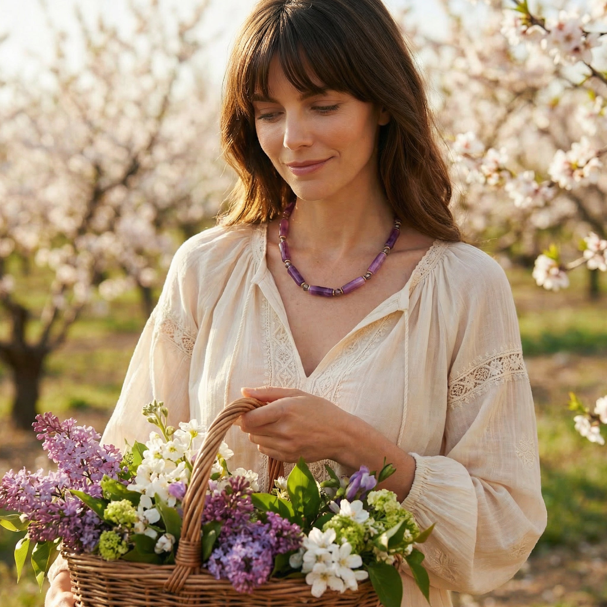 Purple Beaded Statement Necklace