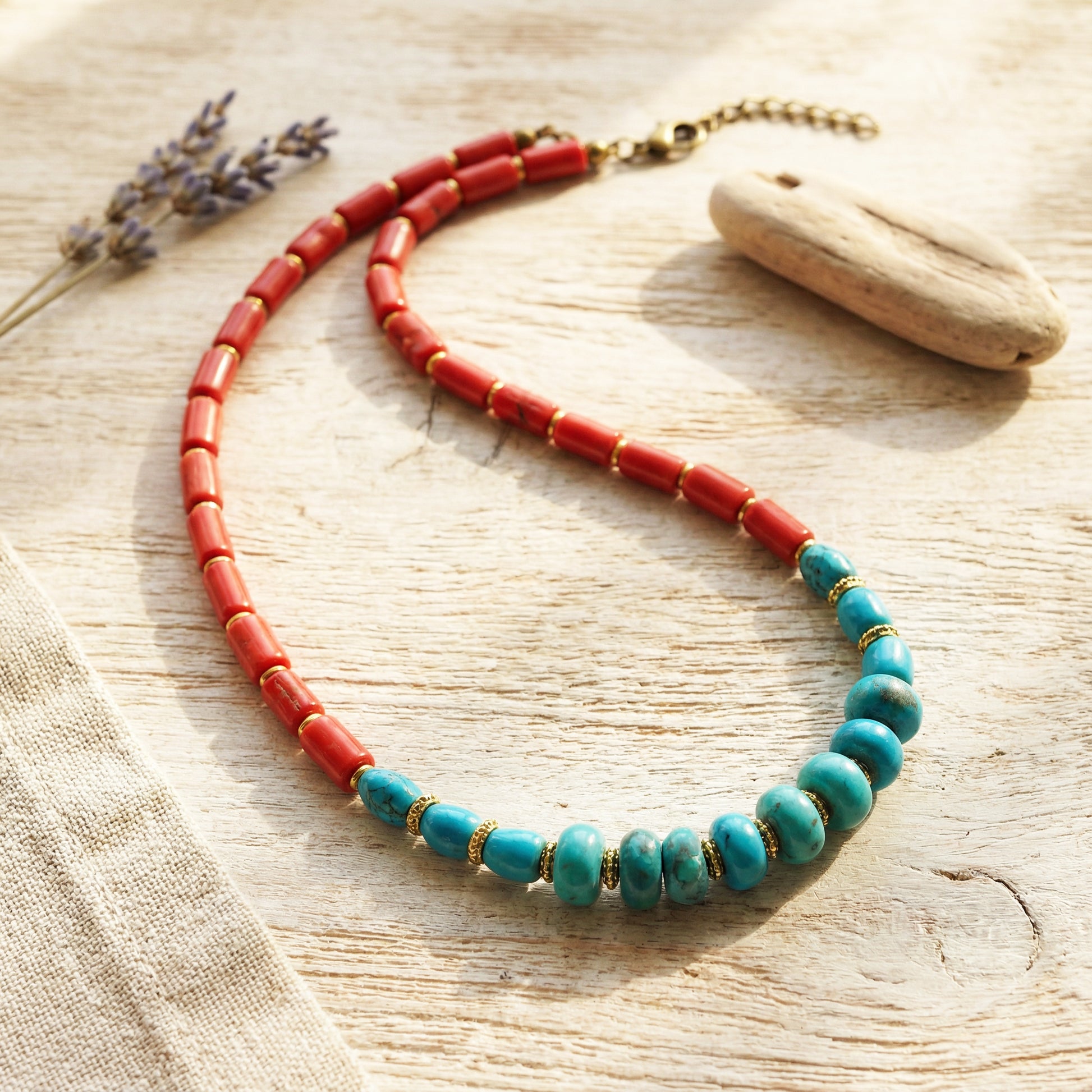 Red & Turquoise Beaded Necklace