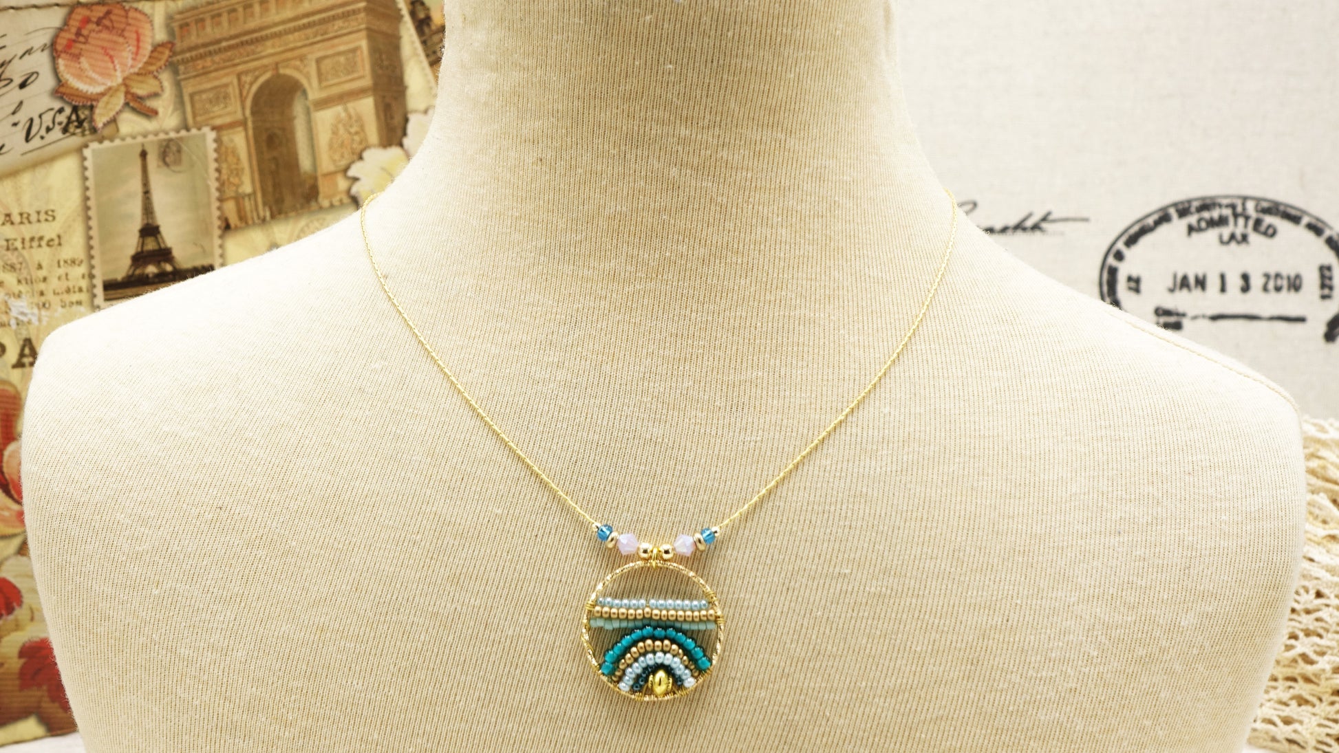 Boho Beaded Handwired Necklace
