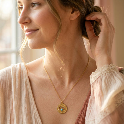 Celestial Turquoise Sun Necklace